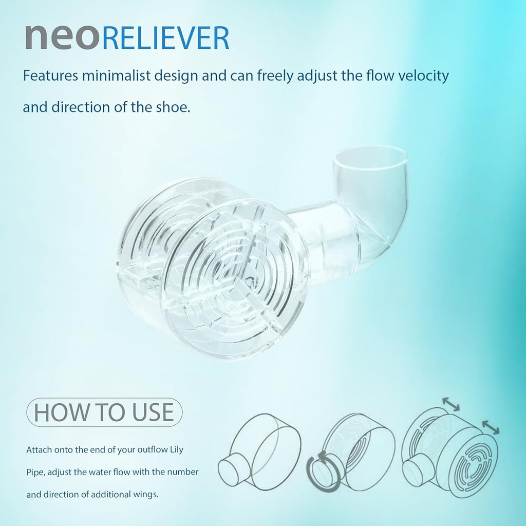 Neo Reliever - Freshwater Planted Aquarium Flow Controller for/fits Neo Flow Lily Pipes, Rimless Tank Water Flow Accessory - Medium, 13mm ID for/fits 1/2"(12/16mm) Tubing