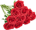 Artificial Rose 10pcs Red Silk Flower Faux Artificial Roses with Long Stems for Wedding Arrangement, Bridal Bouquet, Centerpiece, Fake Faux Silk Flowers