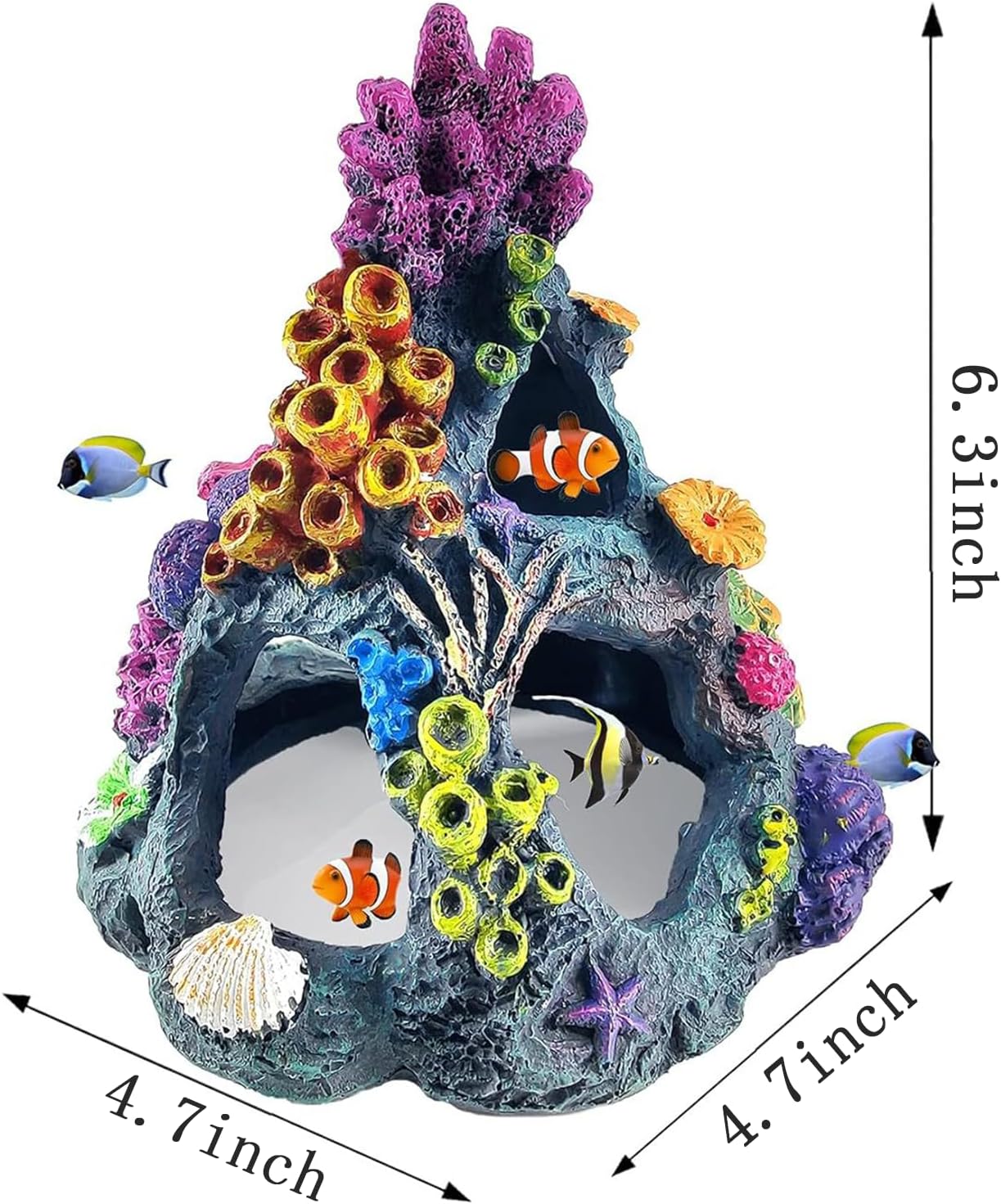 Fish Tank Decoration Set, Aquarium Decor Colorful Coral Mountain x 1pc, Betta Fish Tank Accessories Aquatic Plants x 4pcs，Aquarium Decor Starfish x 1pcs.