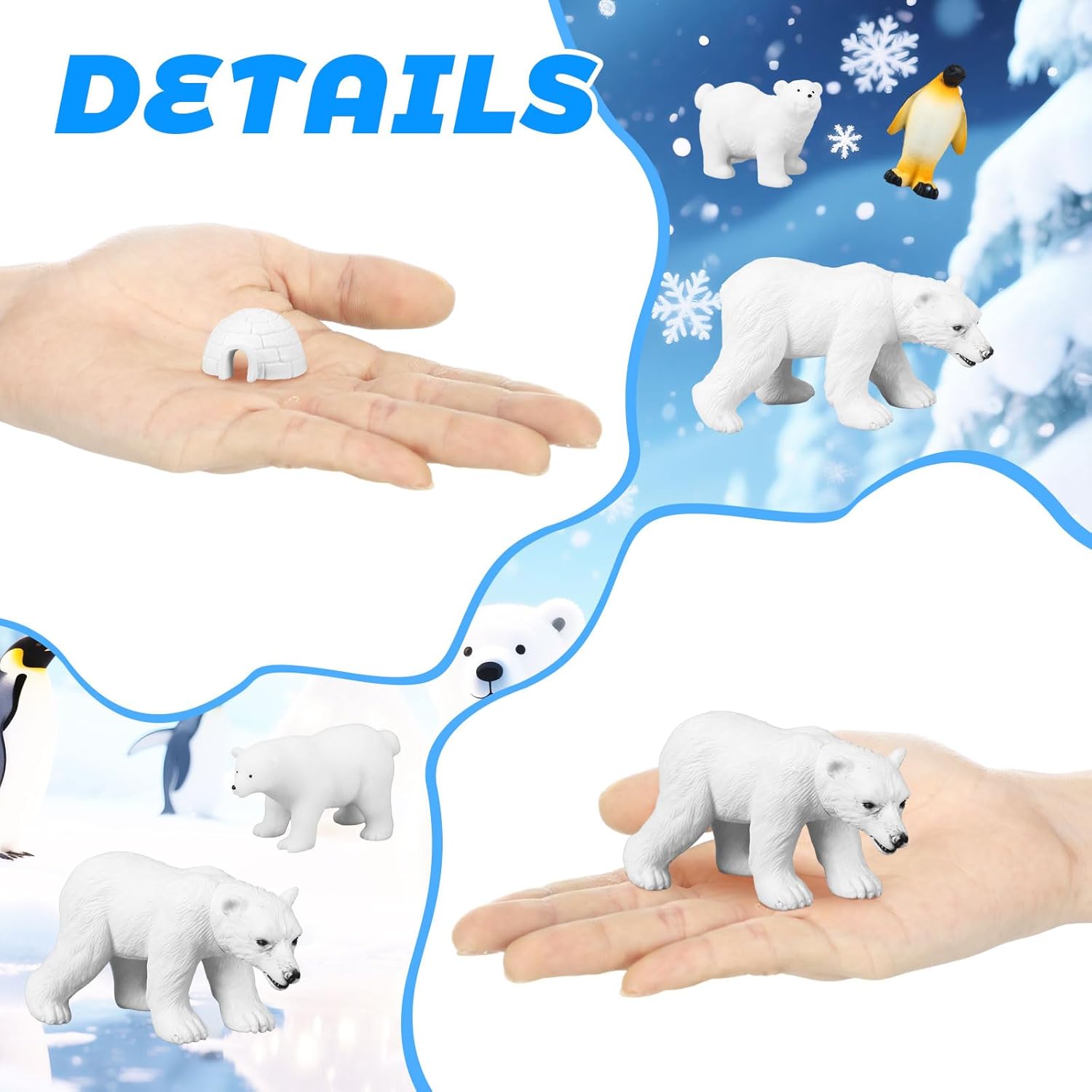 MiniInflat Polar Animals Diorama Kit Realistic Polar Animals Figures Toys Including Bear, Sea Lion, Igloo, Snowflakes Diorama Supplies for Birthday Party Favors(Box Not Included)