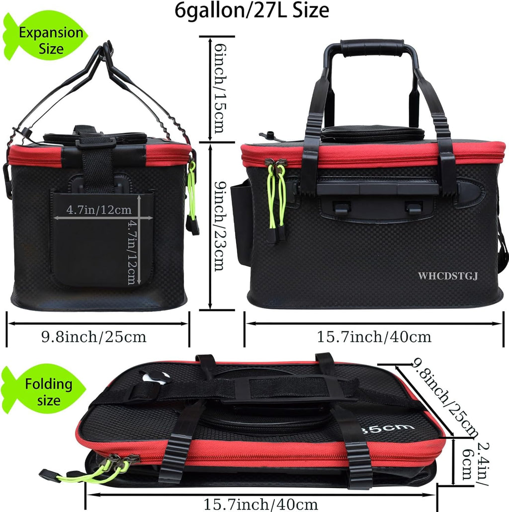 Fishing Bucket, Versatile Foldable Portable Fishing Bucket The 6 Gallon EVA Fish Bucket is Suitable for Storing Live Fish and Fresh Bait.…