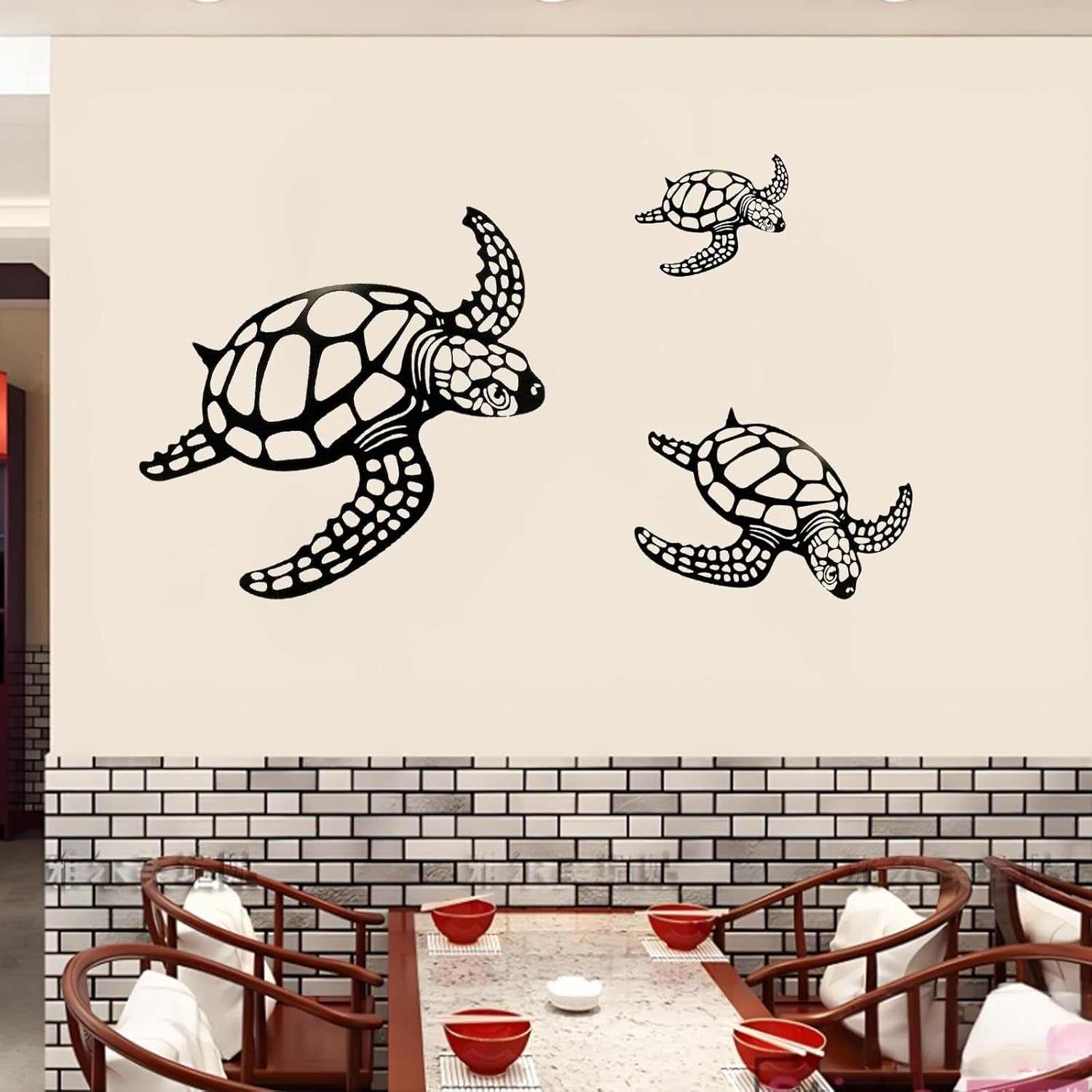 MVTDONT Sea Turtle Wall Decor Set of 3 - Metal Ocean-Themed Art with Hollow Shell Designs for Beach House, Bathroom, Nursery, Living Room Wall Hanging Décor
