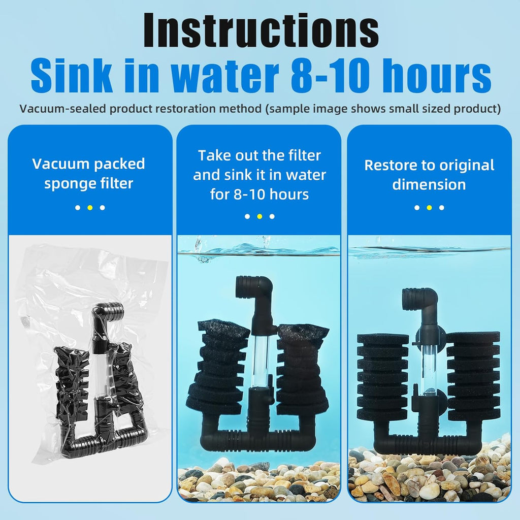 AQUANEAT 1 Pack Double Bio Sponge Filter, for Fry, Betta, Shrimp, Nano, Aquarium Fish Tank