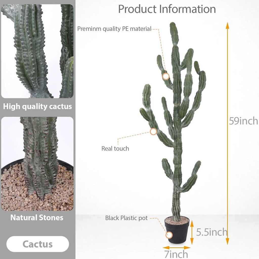 Artificial Cactus 59inch Faux Cacti Fake Saguaro Plants for Indoor Outdoor Home Office Garden Decor