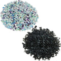 SUNYIK Fluorite/Black Obsidian Tumbled Chips Crystal Crushed Pieces Irregular Shaped 1pound(About 460 gram)