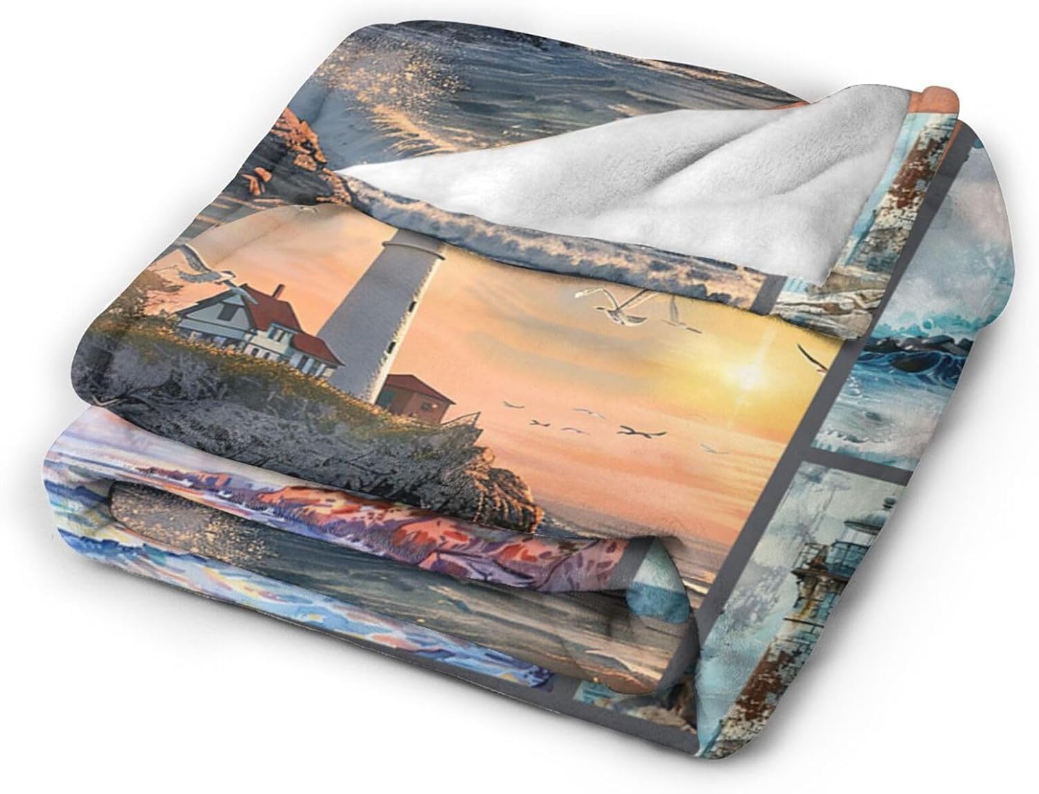 Lighthouse Blanket Nautical Throw Blanket Lighthouse Flannel Stuff Merch Cozy Decor Fleece Plush Fuzzy Warm Soft Lightweight Bedding Gifts for Girls Women Men Boy Couch Sofa 60"X50"