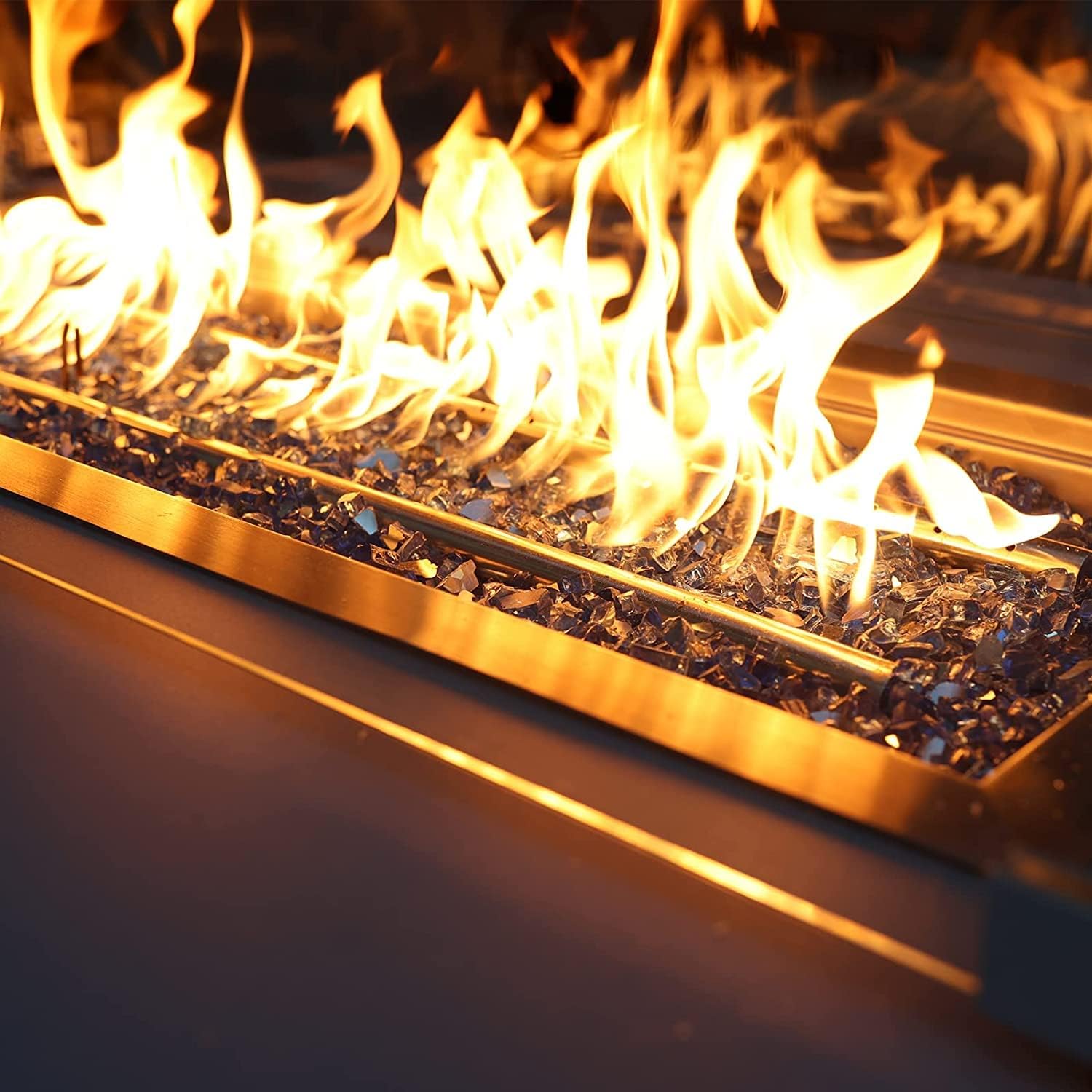 Onlyfire 10 pounds Fire Glass for Propane Fire Pit and Gas Fireplace, 1/2 Inch Reflective Firepit Glass Rocks for Fire Pit Table and Fire Bowl, High Luster Copper