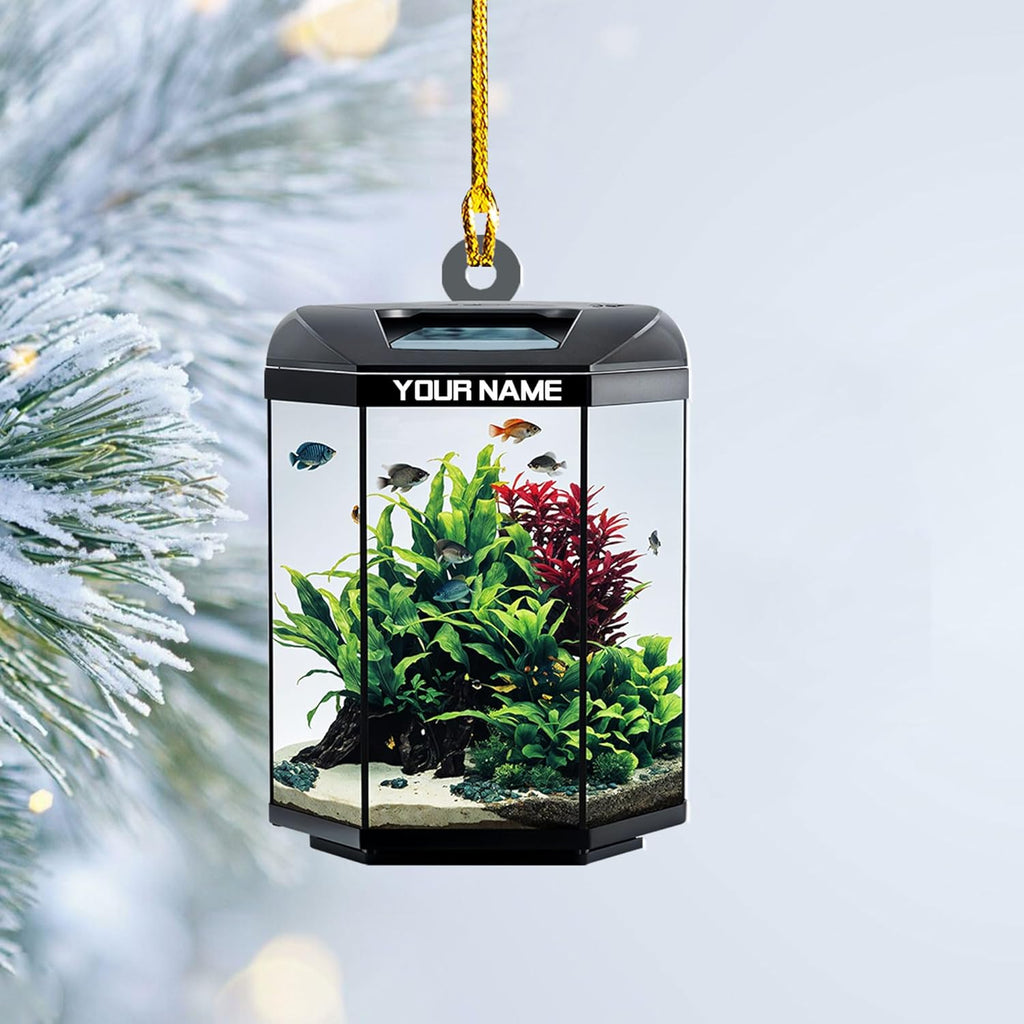 Personalized Aquarium Christmas Ornament, Fish Christmas Ornament, Gift for Fish Lover, Custom Aquarium Christmas Tree Keepsake, Kids First Gift Ideas, Pet Kids Ornament (AFT2)
