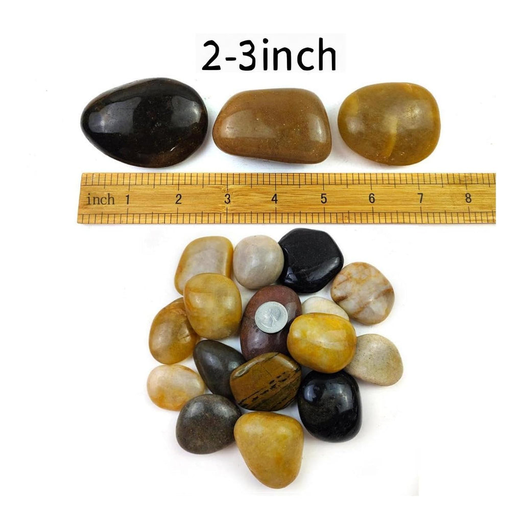 5LB Mixed Color River Rocks - 2-3 inch High Polished Decorative Pebbles, Stones for Landscaping,Natural River Rocks for Outdoor Décor, Plants,Vase Filler,Fish Tank