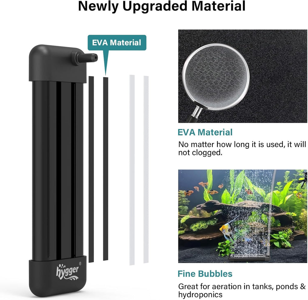 hygger Non-Clogging Fish Tank Bubbler, Aquarium Air Stone with Special EVA Material, Air Bubbler for Nano Air Pump Fish Tank Small Bucket and Hydroponics