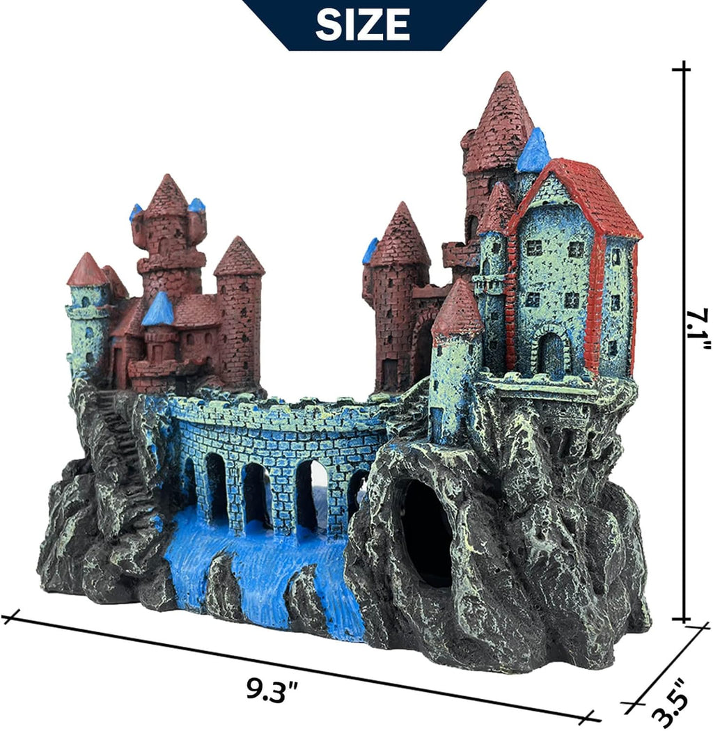 Aquarium Castle Decoration for Fish Tank Castle Cave Hideouts House Plants Supplies Accessories Safe for Freshwater and Saltwater Fish Tanks – Medium (Brown)