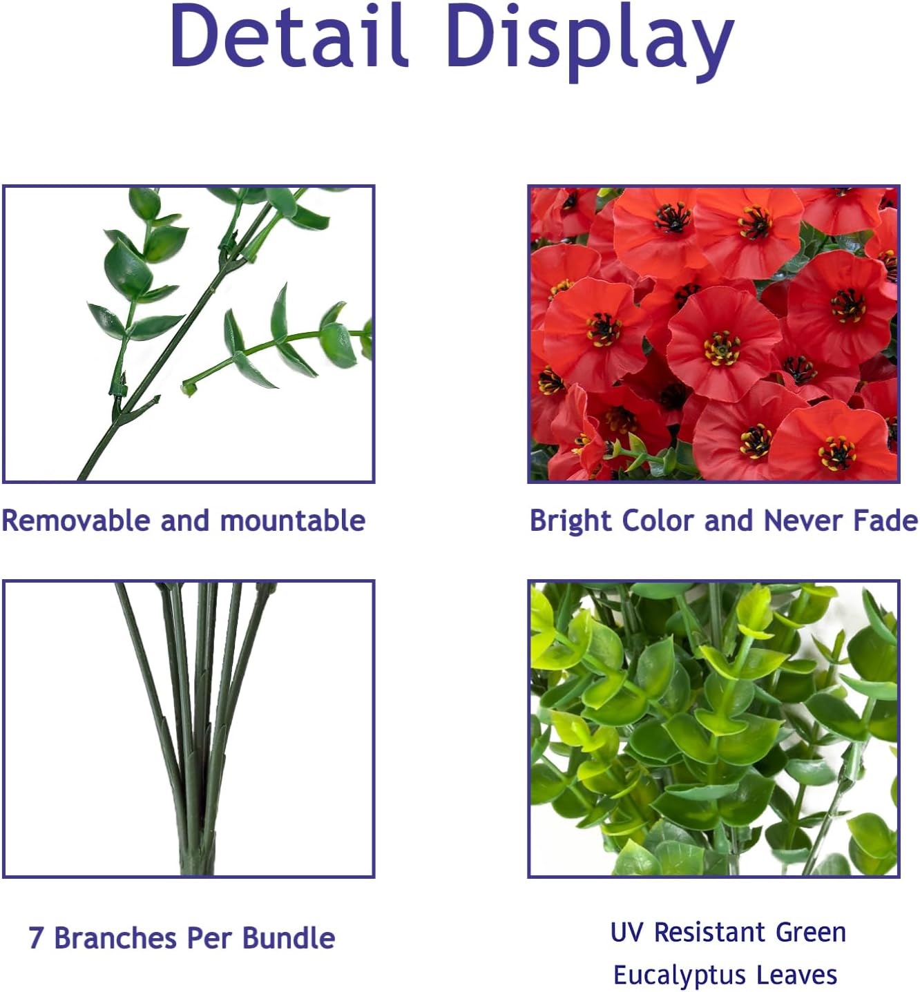 Artificial Flowers for Outdoors,UV Resistant Artificial Outdoor Flowers,Not-Fading Faux Flowers for Outdoor Planters for Front Door Porch Yard Patio Garden Home Decor,12 Bundles,Red