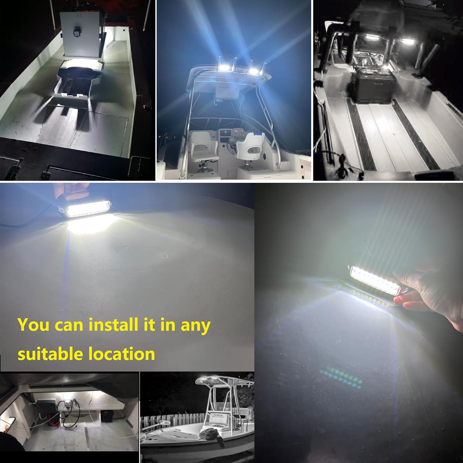 2Pcs White Marine Boat LED Lights,27 LEDs Waterproof IP68 Stainless Steel Boat Deck Dock Pontoon Transom Yacht Trailer Stern Navigation Interior Lights,1200LM