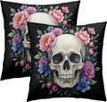 Bohemian Skull Throw Pillow Covers Set of 2 Ultra-Soft All-Season Pillow Shams with Hidden Zipper,Durable for Sofa Bed Car Decor & Gift Luxury 18x18IN