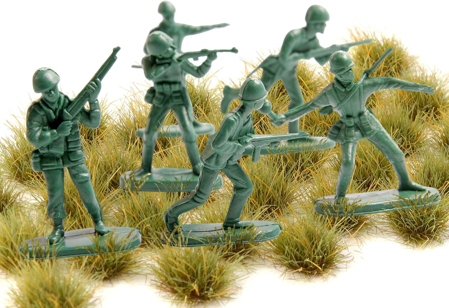 32 Pcs Static Grass Tuft, Model Grass Lowland Shrubs Tuft Terrain Model Artificial Grass for Gaming Terrain Rainforest Diorama Supplies (Early Spring)