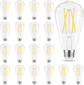 Edison Bulbs 60 watt Equivalent LED, E26 Bulb Dimmable, Cool White 4000K, ST58 Vintage Light Bulbs, 90+ CRI, 6W 600LM, E26 Medium Base, Clear Glass, 18 Pack