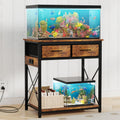 TFK 20-29-37Gallon Fish Tank Stand with Power Outlet, Heavy Duty Metal Aquarium Stand with Two Storage Drawers for Fish Tank Accessories Storage, Perfect for Turtle Tank, Reptile Terrarium, Brown