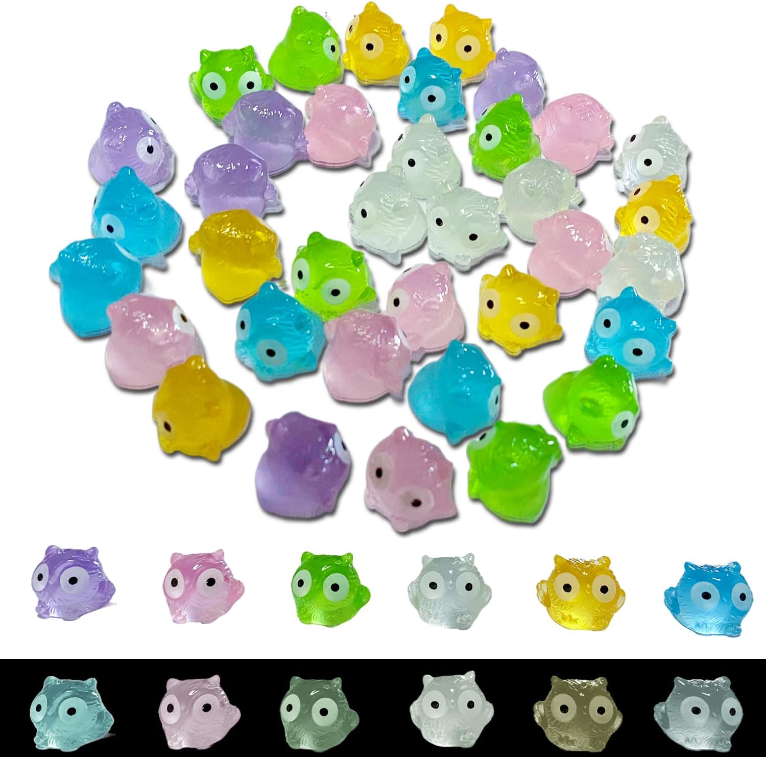 54PCS Mini Owl Decor for Dollhouse Resin Animal Tiny for Crafts Micro Miniature Owls for Fairy Garden Dollhouse Micro Landscaping Decoration (Owl)