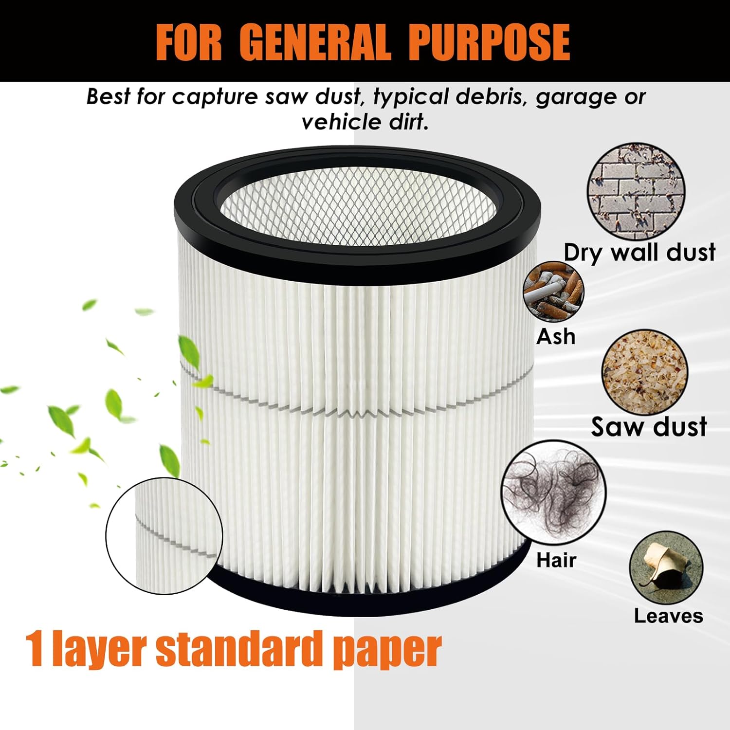 17884 Replacement Filter Fits Craftsman 6 8 12 16 Gallon Wet Dry Vacuums, Replaces 9-17884 General Purpose Vac Filter with 2x Wet Foam- 2 Pack