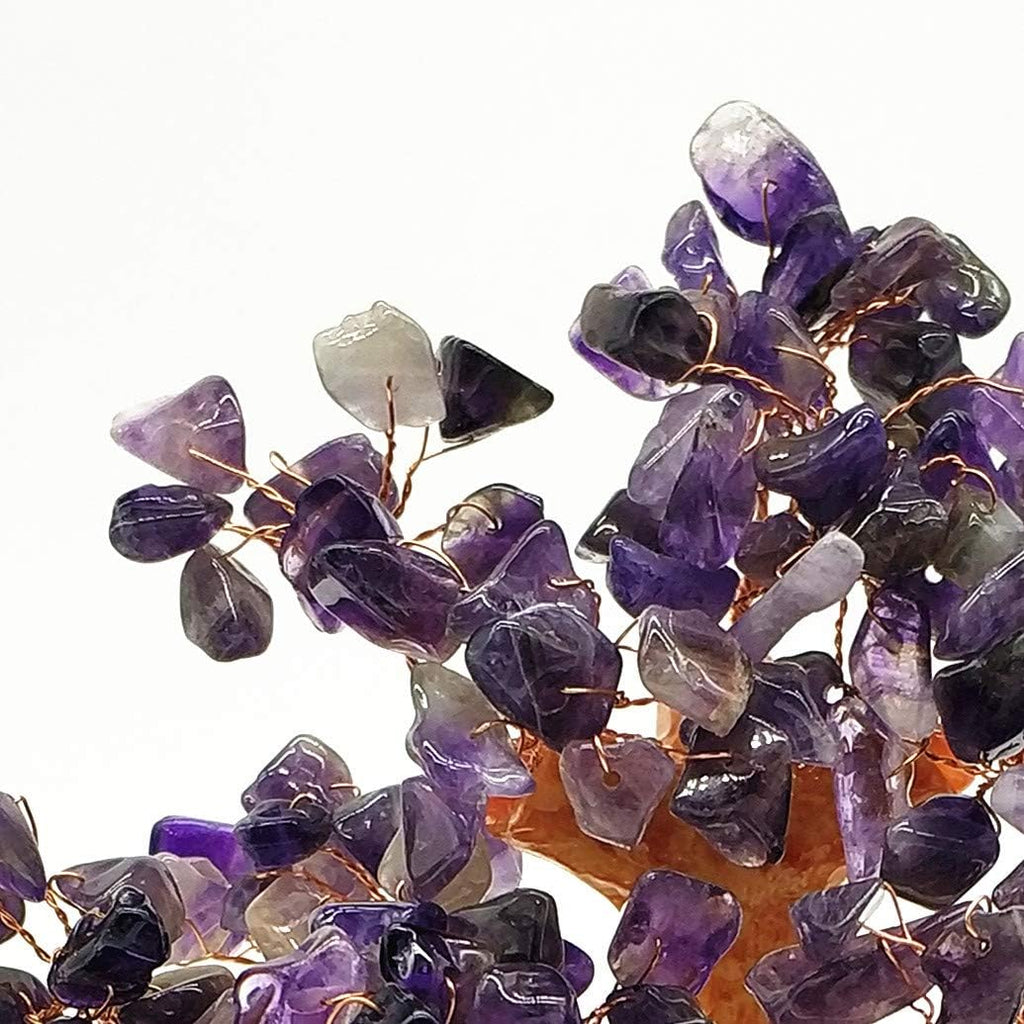 Feng Shui Quartz Crystal Money Tree Bonsai Style Decoration for Luck and Wealth (Purple)