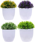 4Pcs Mini Faux Bonsai Plant Decor Artificial Succulent for Desktop Bookshelf Windowsill Decoration Vivid Realistic Greenery Ornament for Home Office