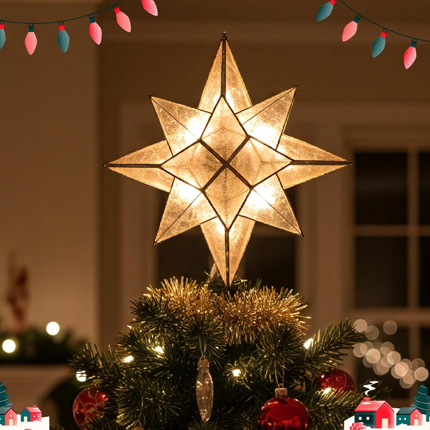 Mini Christmas Lights String Warm White Vintage Short Strand String Lights, Clear Bulbs Wire Fit Light up Christmas Decorations(10 Bulbs Connectable,5ft,White)