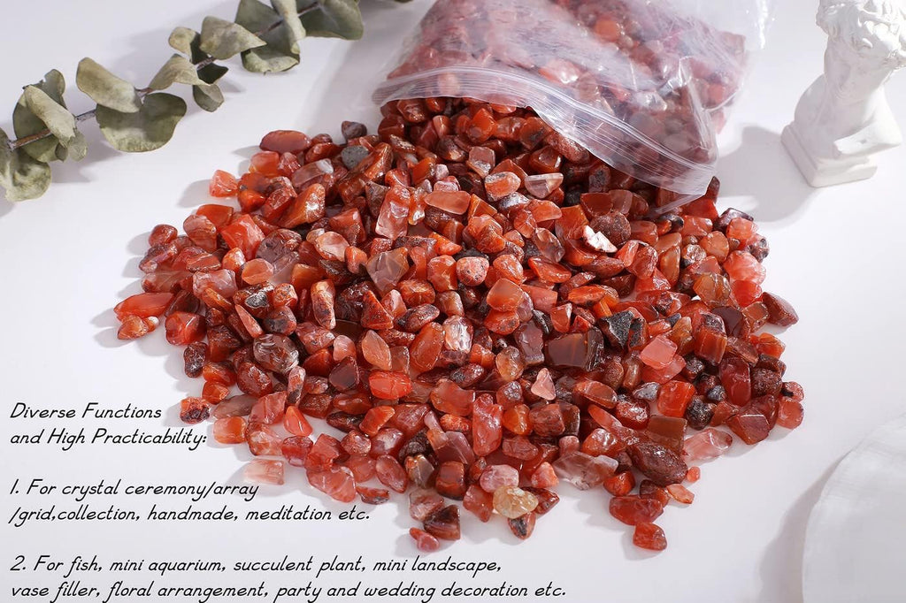 Red Carnelian Crystal Polished Rocks 0.3-0.4" Tumbled Reddish Brown Agate Stones Chips Quartz Stone Crushed Healing Crystals Natural Gem Home Decoration Aquarium Plants Vase Filler Ornament 0.6lbs