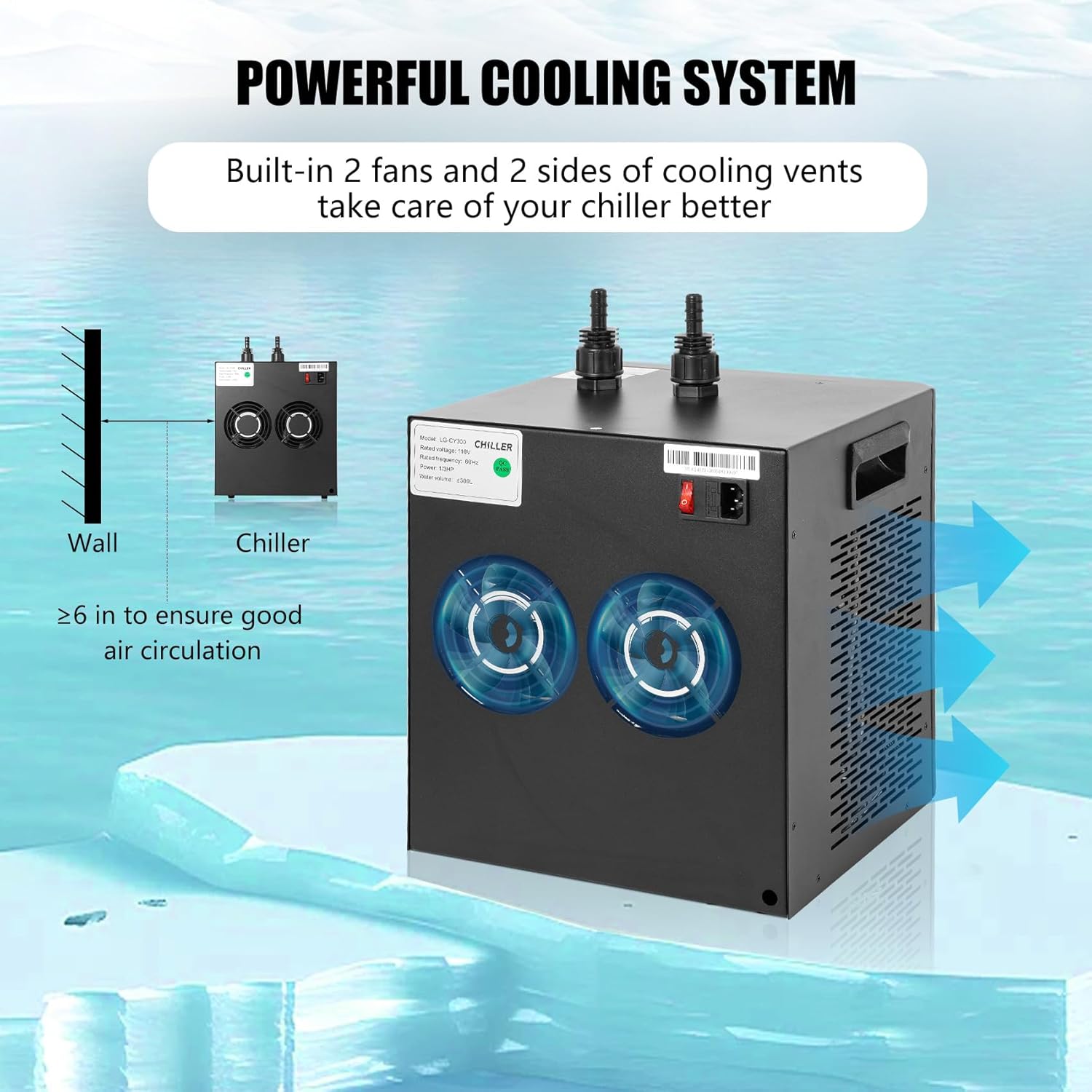 79-Gallon Aquarium Chiller,1/3 HP Chiller, Ultra-Quiet Energy-Saving Cooling System, Suitable for Saltwater and Freshwater Fish Tank - Ideal for Aquatic Plants Axolotl