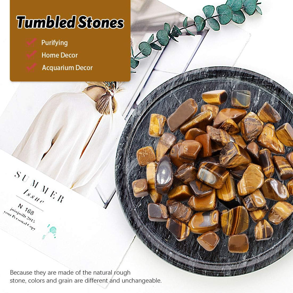 Hilitchi 1lb Bulk Large Natural Tumbled Polished Brazilian Stones Gemstone Healing Crystals Quartz for Wicca, Reiki, and Energy Crystal Healing (Tiger’s Eye About 1lb/450g/16oz/bag)