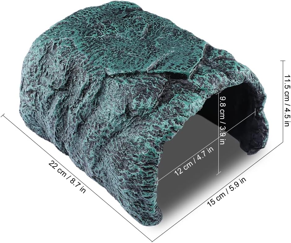 Reptile Large Opening Rock Cave Habitat Hide – Premium Non-Toxic Resin for Aquariums & Terrariums. Ideal for Amphibians,Lizards,Snakes,Bearded Dragons,Geckos,Scorpions,Frogs,Spiders... Large Size