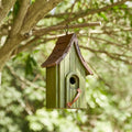 Glitzhome Birdhouses for Outdoors, Hand Painted Garden Hanging Wooden Bird House with Single Roof for Outside, Country Cottages for Bluebird Swallow Sparrow Hummingbird Finch Cardinals Cedar, Green