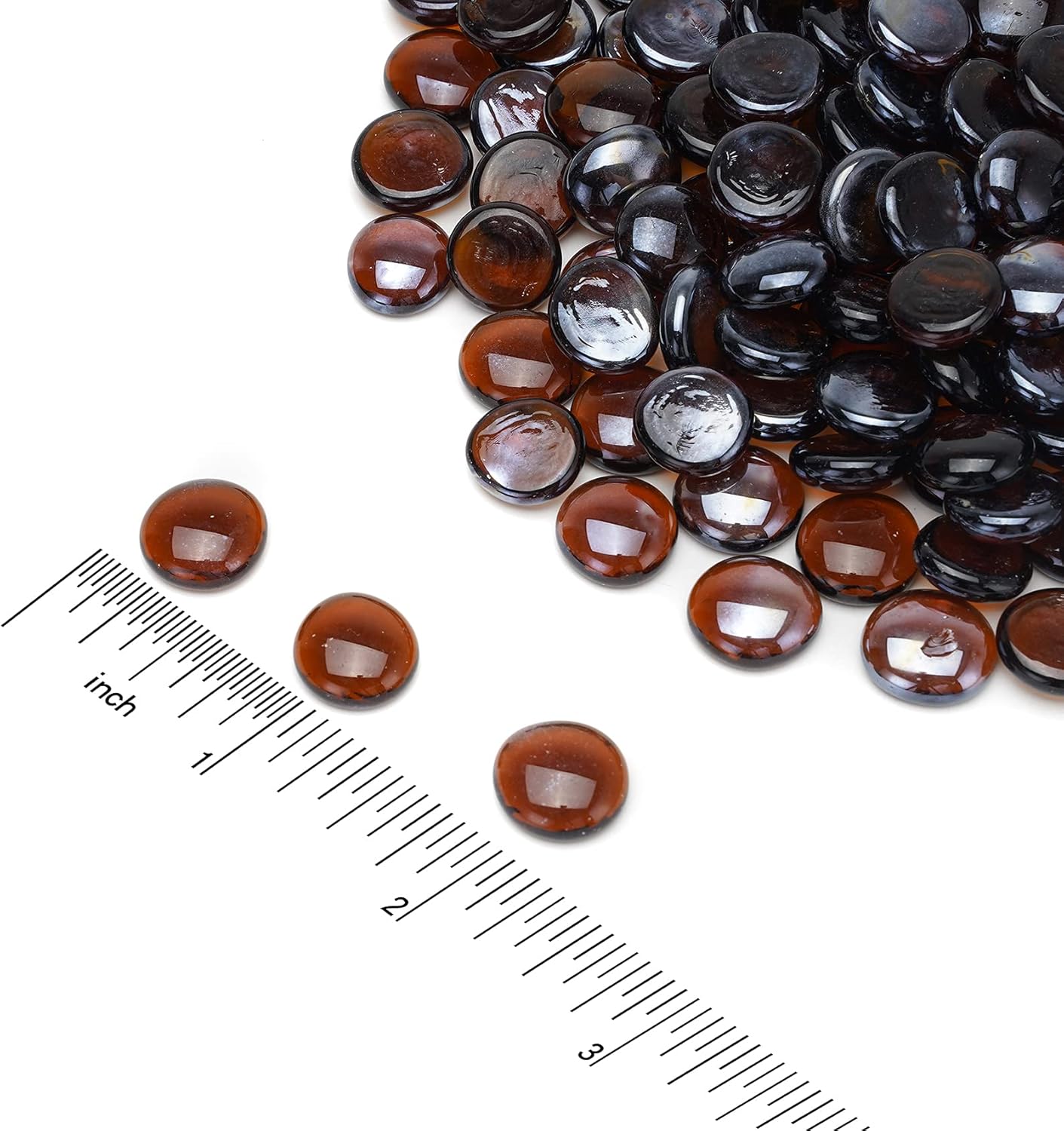 Skyflame 10-Pound Fire Glass Beads for Fire Pit Fireplace, 1/2-Inch Size Amber Reflective Decorative Blended Fireglass Drops for Landscaping