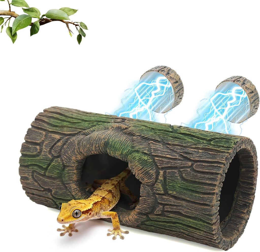 Magnetic Crested Gecko Hide - Resin Hollow Log Cave, Reptile Hide Cave, Reptile & Amphibian Habitat Hideouts, Terrarium Decor