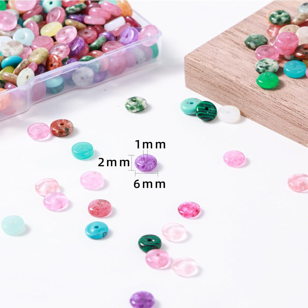 Natural Light Mix Colored Stone Disk Spacer Beads 6x2mm 38cm/str Flat Rondelle Loose Semi Gemstone Caps for Making Bracelets Necklace