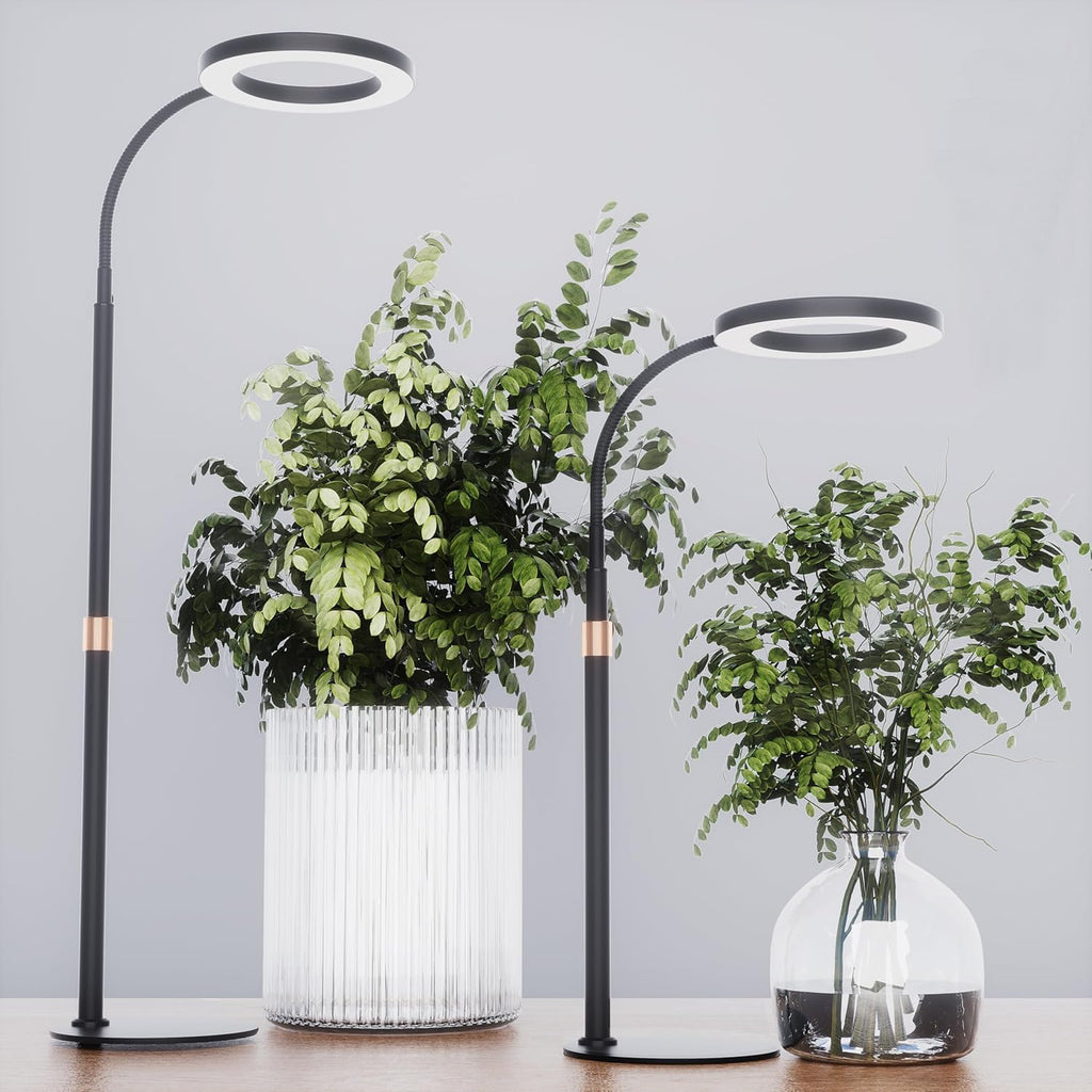 bseah Grow Light, Plant Stand Light for Indoor Plants 2 Pack, Full Spectrum Desk Grow Lamp with Pedestal, Automatic Timer for 3H/9H/12H, Height Adjustable