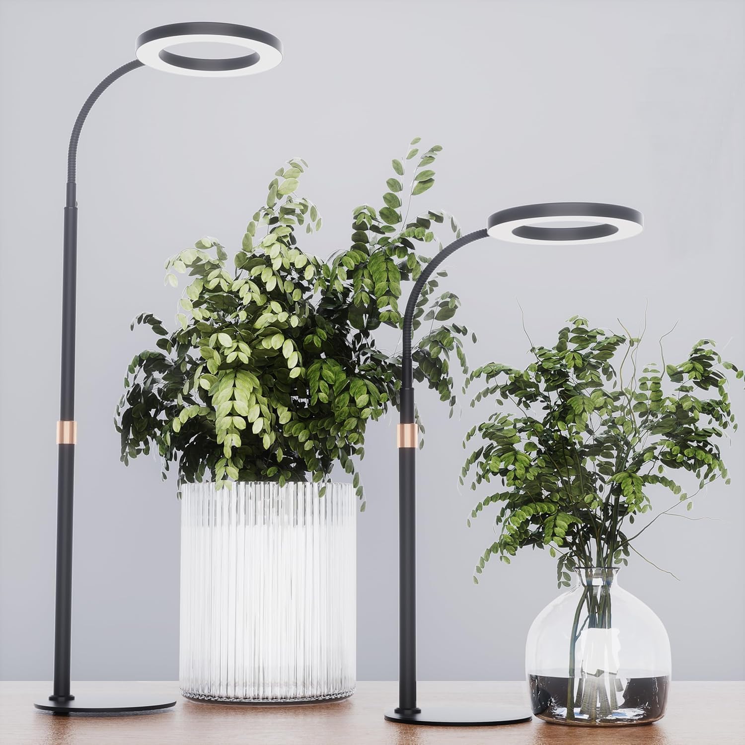 bseah Grow Light, Plant Stand Light for Indoor Plants 2 Pack, Full Spectrum Desk Grow Lamp with Pedestal, Automatic Timer for 3H/9H/12H, Height Adjustable