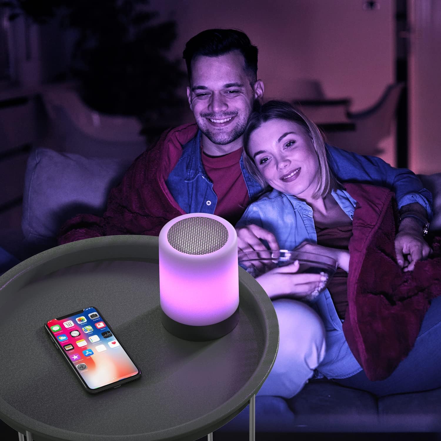Elecstars Touch Control Bedside Lamp with Bluetooth Speaker, Dimmable Night Light, Portable Table Lamp, Best Gift for Men Women Teens Kids Children Sleeping Aid(Black)