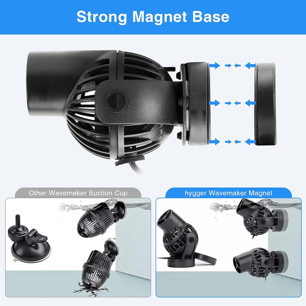 hygger Wave Maker with Controller for Feeding, 792 GPH Ultra-Silence Aquarium Powerhead with Strong Magnet Suction Base for Freshwater or Saltwater Fish Tank, 360° Rotating Aquarium Wavemaker Black