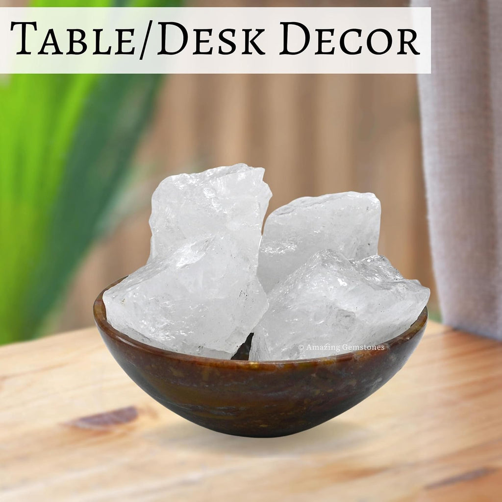 Amazing Gemstone Clear Quartz Raw Crystals and Healing Stones, Natural Rocks for Tumbling and DIY Raw Stones and Crystals (5 Pieces)