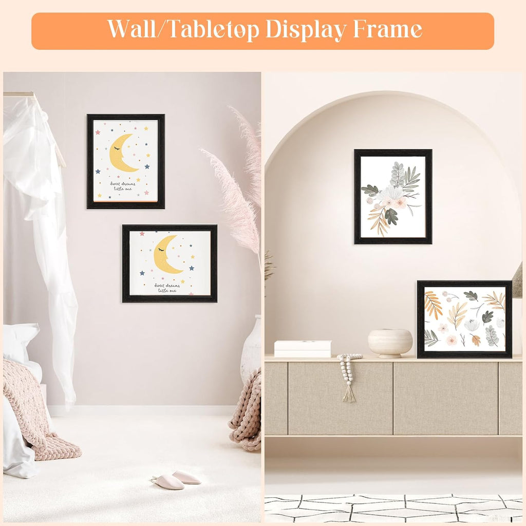 8x10 Wood Frames Set Black, Natural Wooden 10x8in Picture Frames, Modern Golden 8 x 10inch Gallery Photo Pic Frame with HD Plexiglass, Horizontal Vertical Wall Mounting Tabletop Display 1Pcs