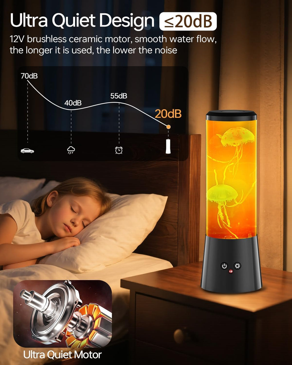 Jellyfish Lamp,LED Fantasy Jellyfish Tank Table Lamp,16 Color Setting Jelly Fish Light,Best Holiday Gift of Adult and Kids,for Home Office Bedroom Decor and Set The Mood