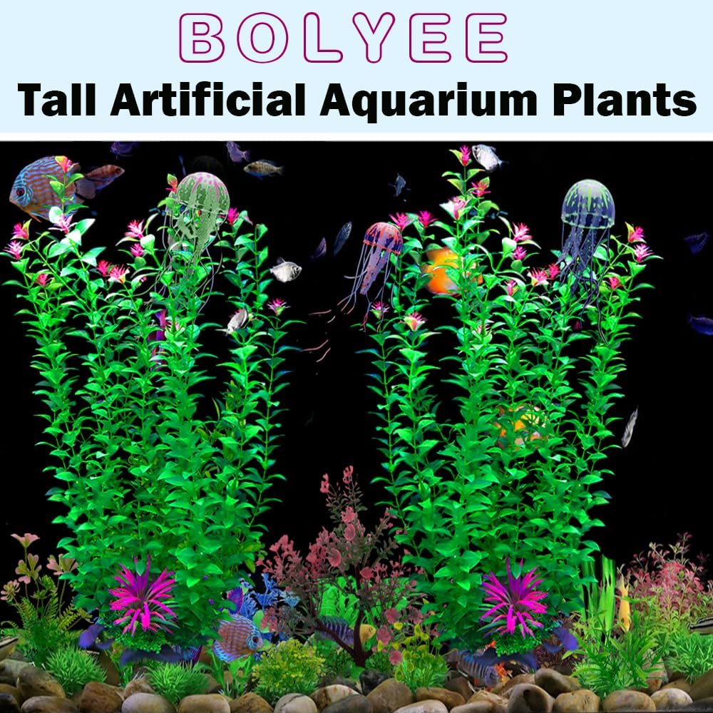 2 pcs Aquarium Decor Plants 21 Inches Extra Large Artificial Plastic Fish Tank Plants, Tall Fish Tank Decorations