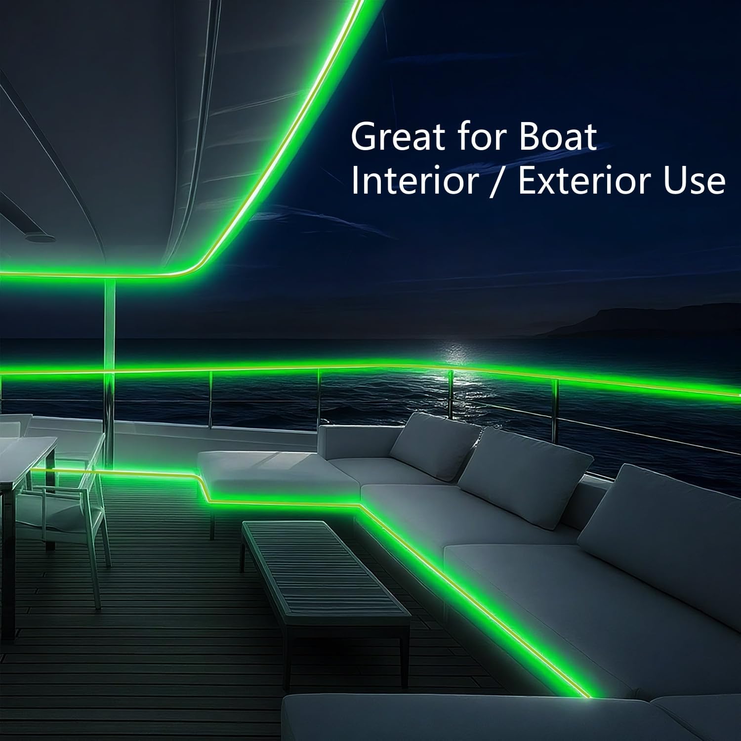 Pontoon Boat LED Strip Lights, 12V 32.8FT Green Waterproof Marine LED Light Boat Interior Light, Boats Deck Hull Gunnel Lighting, Night Fishing Lights for Bass, Jon (No Battery)