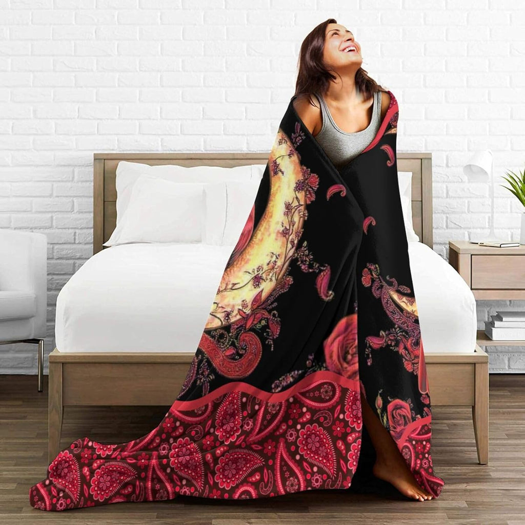 Cardinal Blanket Cardinals Moon Throw Red Bird Christmas Blanket Flannel Stuff Merch Cozy Decor Fleece Plush Fuzzy Warm Soft Lightweight Bedding Gifts for Lover Girls Women Men Boy Couch Sofa 60"X50"
