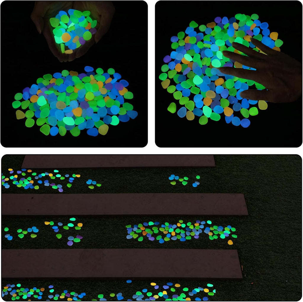 Oubest Glow in The Dark Pebbles/Glow Stones/Glowing Rocks Blue Decor for Garden/Fish Tank/Aquarium/Walkway/Driveway/Plant Pots/Bonsai (100, Multi-Colored)