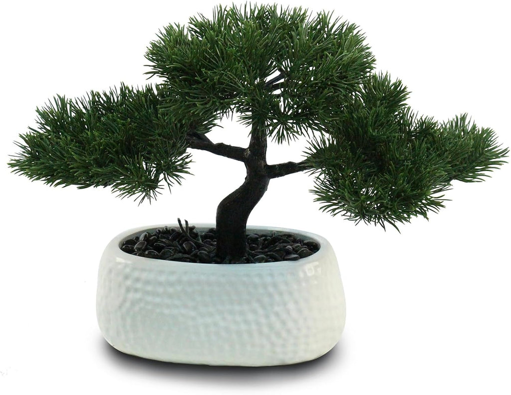 Artificial Bonsai Tree for Office, Faux Bonsai Juniper Small Artificial Plants for Home Entryway Decor Living Room Apartment Bookstore Cafe Desk, Fake Bonsai with Ceramic Pot (13.5 x9.5 in)