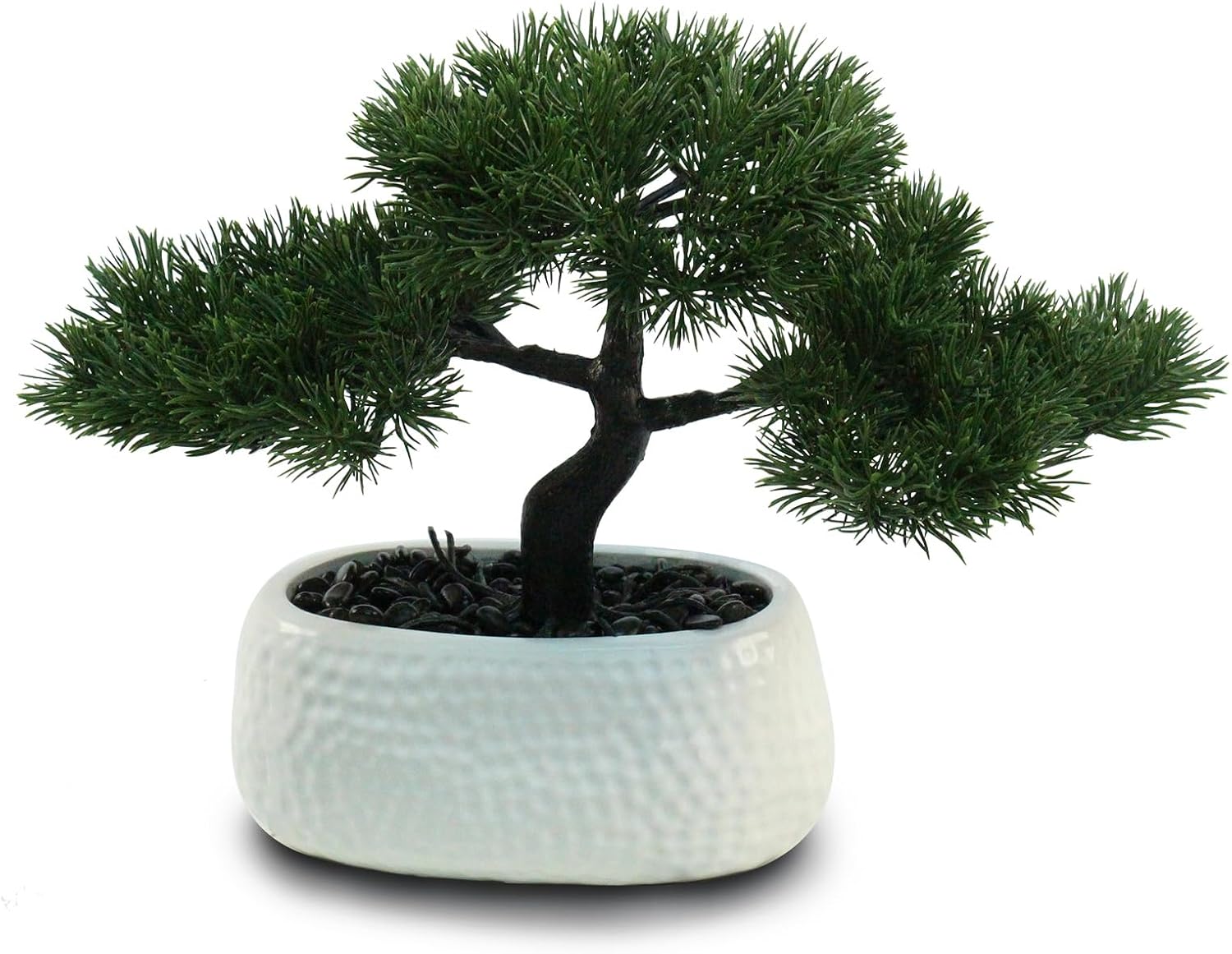 Artificial Bonsai Tree for Office, Faux Bonsai Juniper Small Artificial Plants for Home Entryway Decor Living Room Apartment Bookstore Cafe Desk, Fake Bonsai with Ceramic Pot (13.5 x9.5 in)