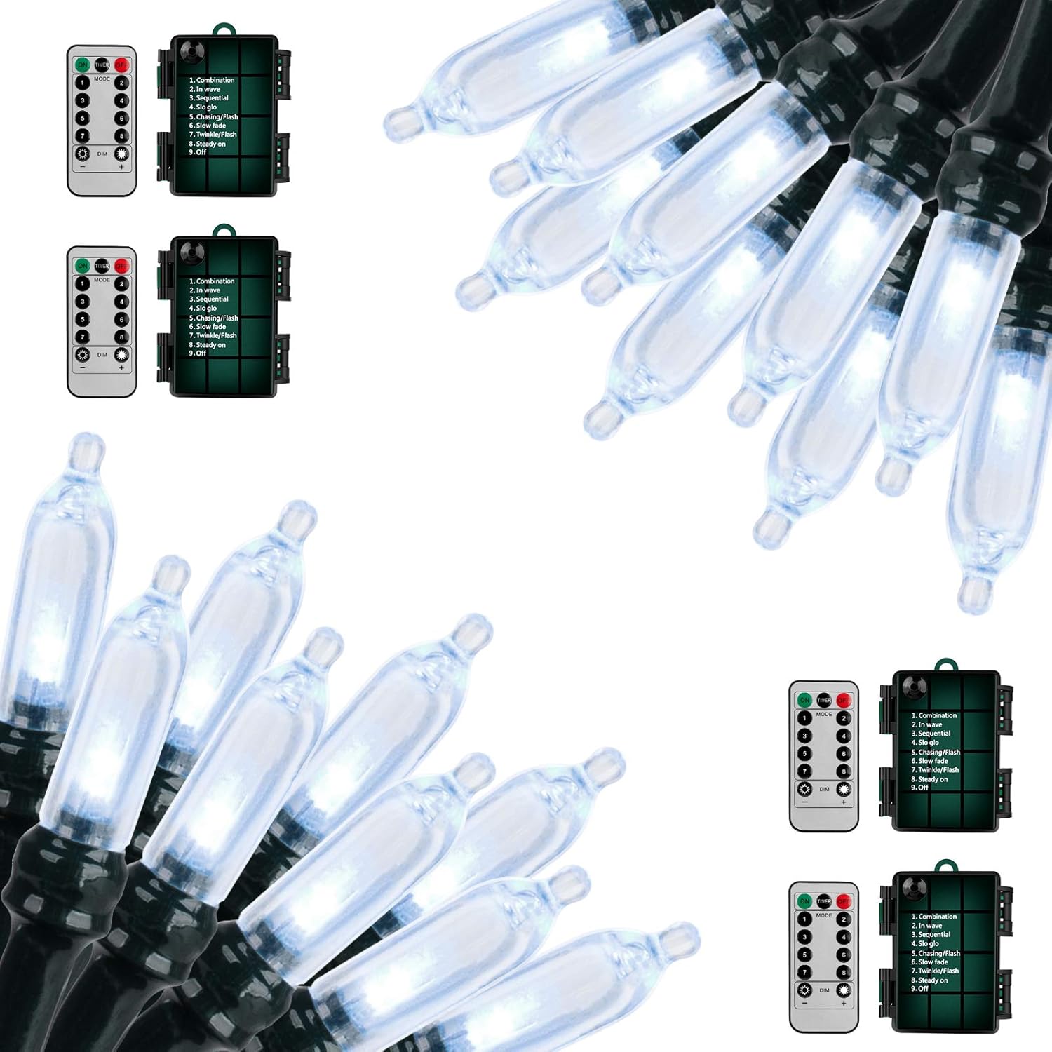 Christmas Lights, Battery Operated String Lights 18ft 50 LED Mini String Lights, Waterproof Lights with Remote Timer 8 Modes, Indoor Outdoor Garden Party Wedding Xmas Tree Decoration, Cool White