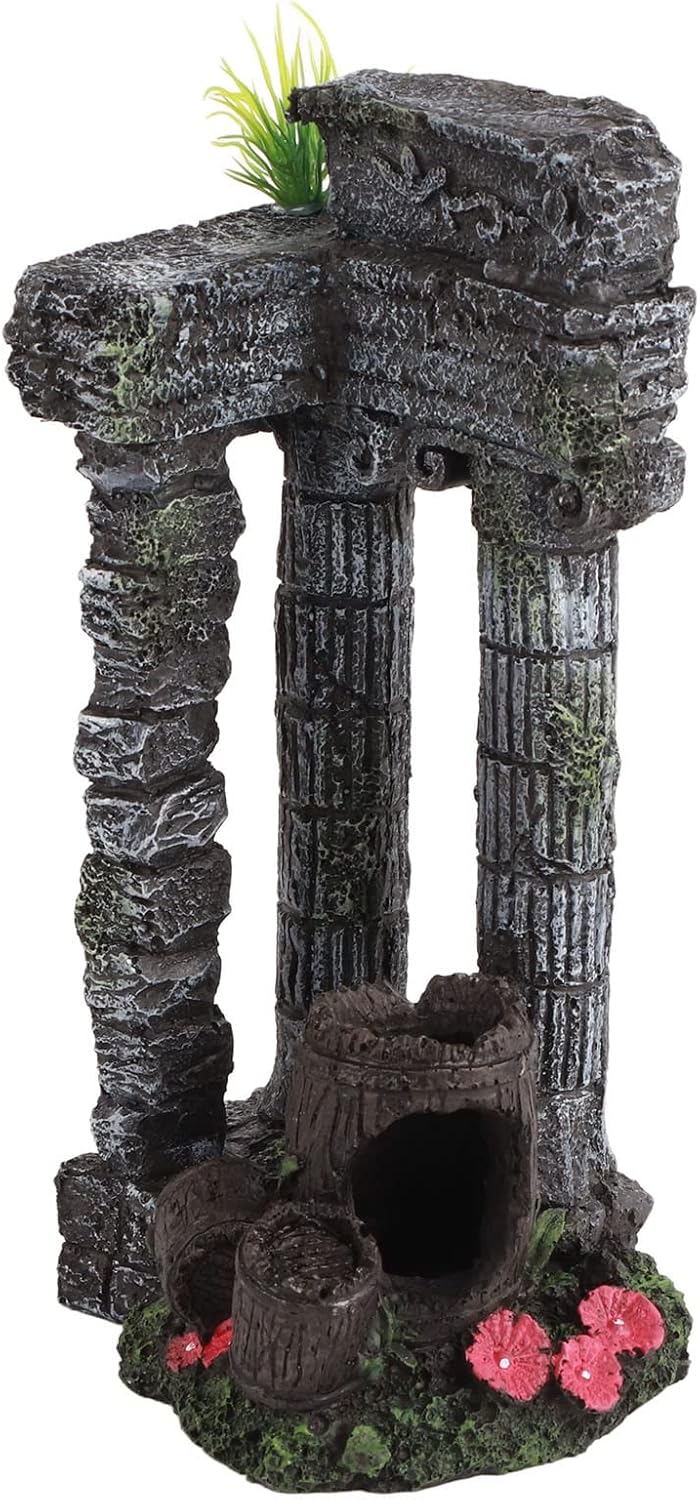 Aquarium Decoration Roman Columns, Simulation Resin Vintage Ruins Roman Column Fish Hideout Landscape Ornament