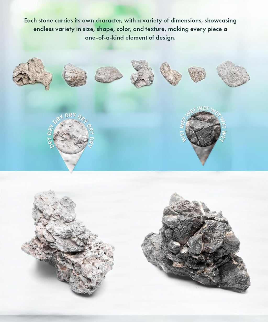 SubstrateSource Natural Aquarium Stones - Medium Gray Jagged Layered Aquascaping Rocks for Dramatic Layouts, Stacking, Terrariums, Freshwater Fish Tank Decorations & Epiphytic Plants - Wolf, 30 LB
